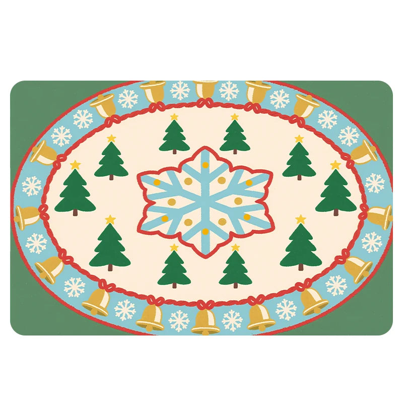 Navak Carpet Exclusive Picks Luxury Red Green Flannel Christmas Gift Rug Non-Slip Safe  Soft Holiday Floor Mat Decor,Soft Comfortable for Standing,