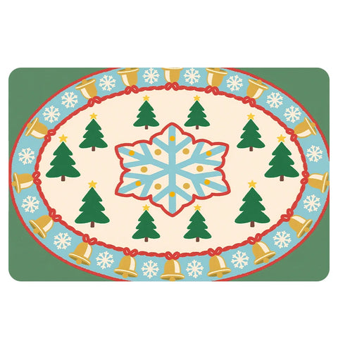 Navak Carpet Exclusive Picks Luxury Red Green Flannel Christmas Gift Rug Non-Slip Safe  Soft Holiday Floor Mat Decor,Soft Comfortable for Standing,