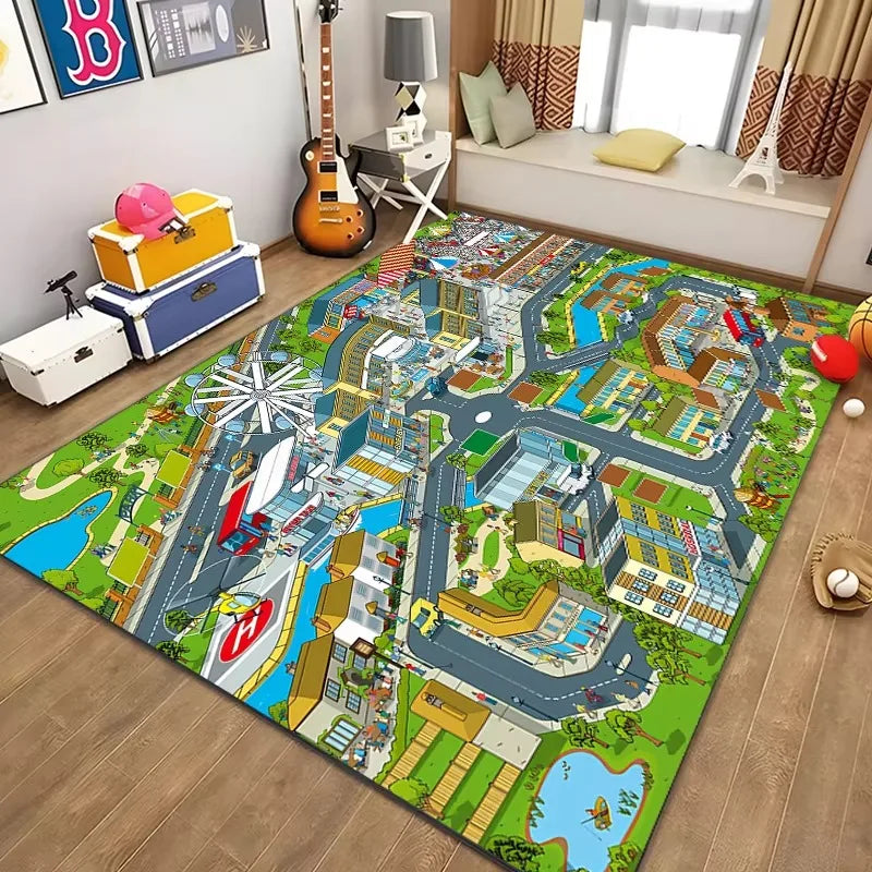 Navak Carpet Children’s Educational City Life Playmat Rug Road Traffic System Carpet for Bedroom Playroom Fun Learning Floor Mat Safe Kids