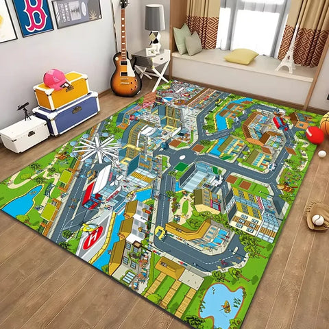 Navak Carpet Children’s Educational City Life Playmat Rug Road Traffic System Carpet for Bedroom Playroom Fun Learning Floor Mat Safe Kids