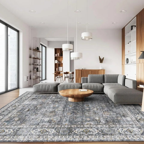 Navak Carpet 8x10 Rug Washable Boho Rug Soft Large Area Rug Non-Slip Non-Shedding Faux Wool Vintage Rug for Living Room, Farmhouse, Dining Ro