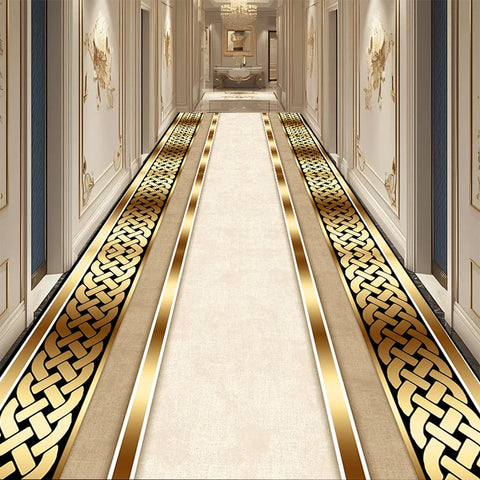 Navak Carpet European Black Luxury Hallway Carpet Long Hall Stairway Corridor Decorations Runner Rug Non-slip Washable Floor Mat Customizable