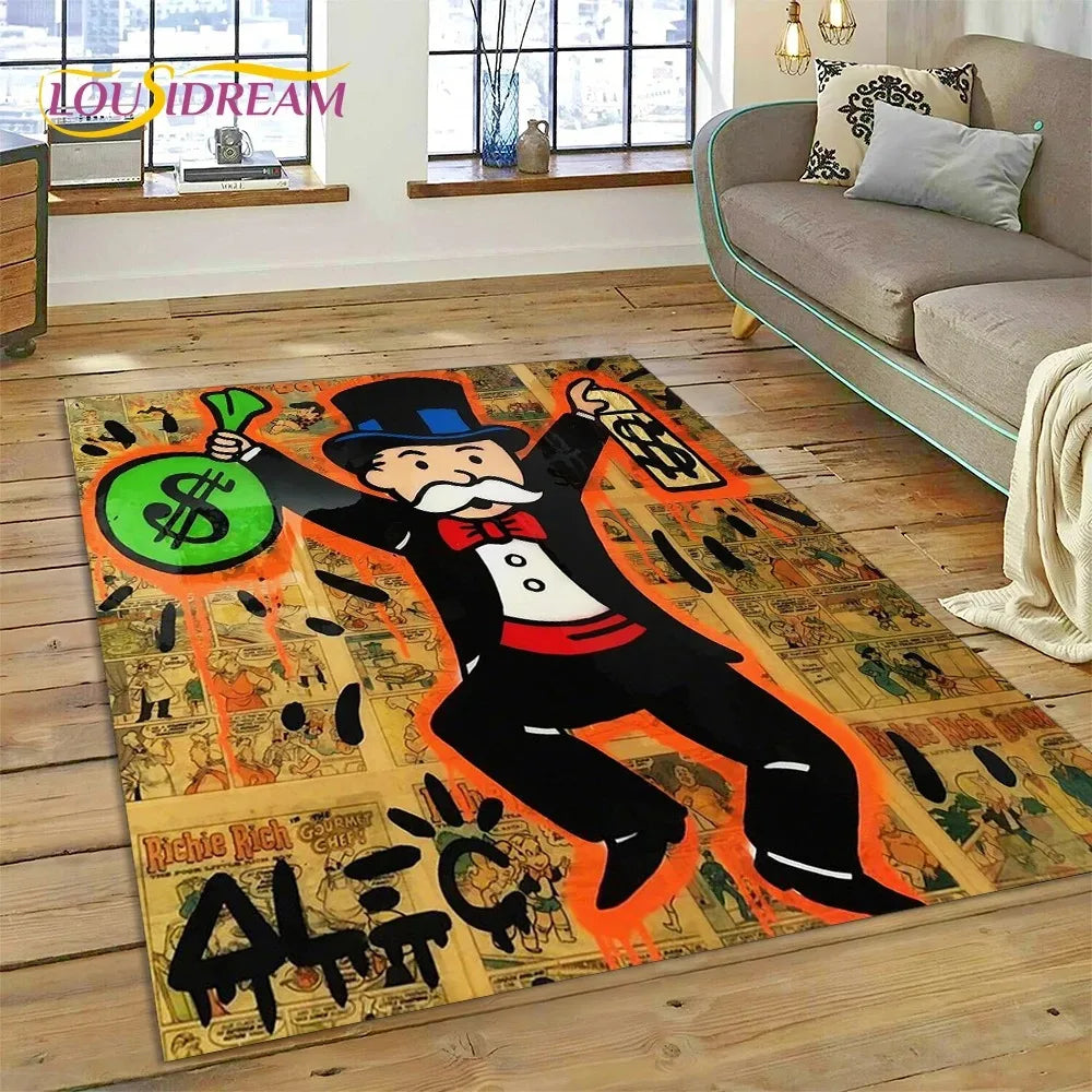 Navak Carpet Game Dollar Monopoly Cartoon Carpet Cute Money Rug For Living Room Bedroom Home Bathroom Floor Mat Non-slip Decoration Sofa