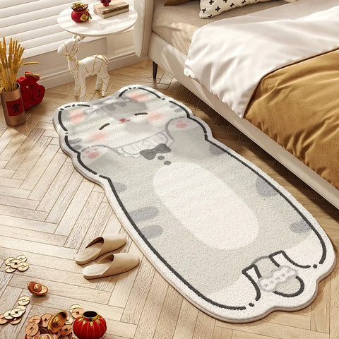 Navak Carpet Cute Cat Carpet Bedroom Bedside Floor Mat Runner Rug Soft Fluffy Long Carpets Cartoon Animal Sweet Girl Home Decoration Rugs