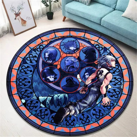 Navak Carpet K-Kingdom Heart Themed Round Carpet for Living Room and Bedroom NonSlip Floor Mat Rug for Gaming Enthusiast Birthday Gift Idea