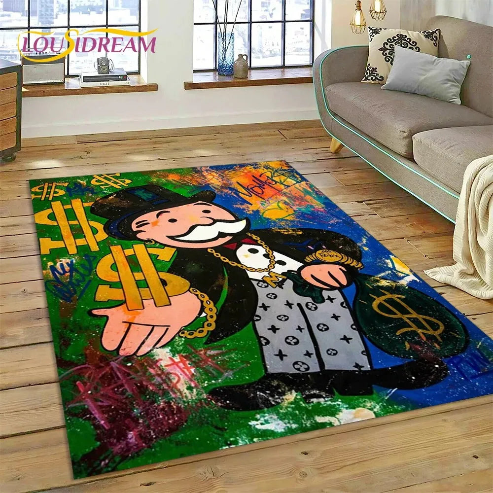 Navak Carpet Game Dollar Monopoly Cartoon Carpet Cute Money Rug For Living Room Bedroom Home Bathroom Floor Mat Non-slip Decoration Sofa