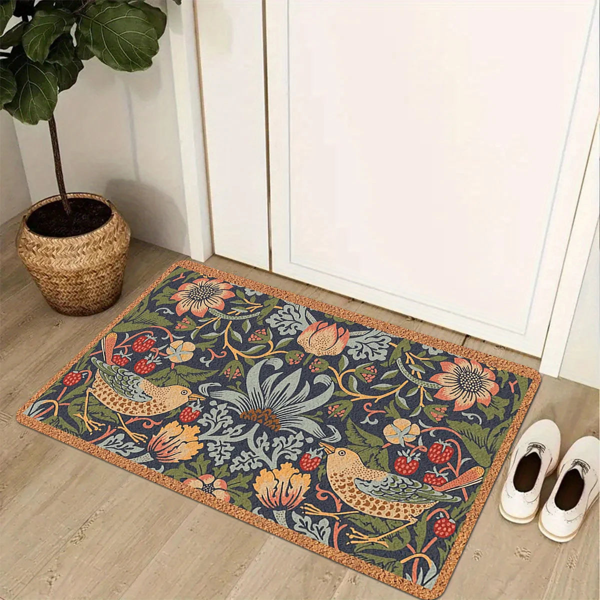 Navak Carpet Soft Symmetrical Floral Bird Welcome Doormat Home Decor Kitchen Hallway Balcony Rug Bedroom Floormat Bath Non-slip Mat Decor