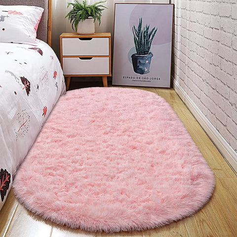 Navak Carpet Oval Fluffy Ultra Soft Area Rugs for Bedroom Plush Shaggy Carpet for Kids Room Bedside Nursery Mats, 2.6 x 5.3ft