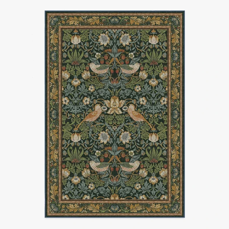 Navak Carpet Living Room Carpet Large Size Bedroom Bedside Floor Mat Machine Washable Carpets Spring Flowers Plant Retro Home Decoration Rug