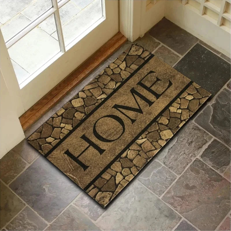 Navak Carpet Stone Wood Grain Pattern Entryway Door Mat Non-Slip Footmat Rug Home Decoration Welcome Carpet Indoor Outdoor Floor Mat