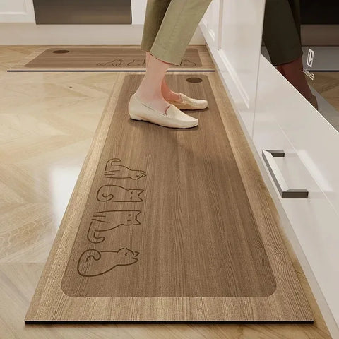 Navak Carpet Kitchen Floor Mat Waterproof Non-slip Vinyl Carpet Pvc Kitchen Leather Rug Cartoon Wood Grain Carpets Alfombras De Cocina 바닥매트