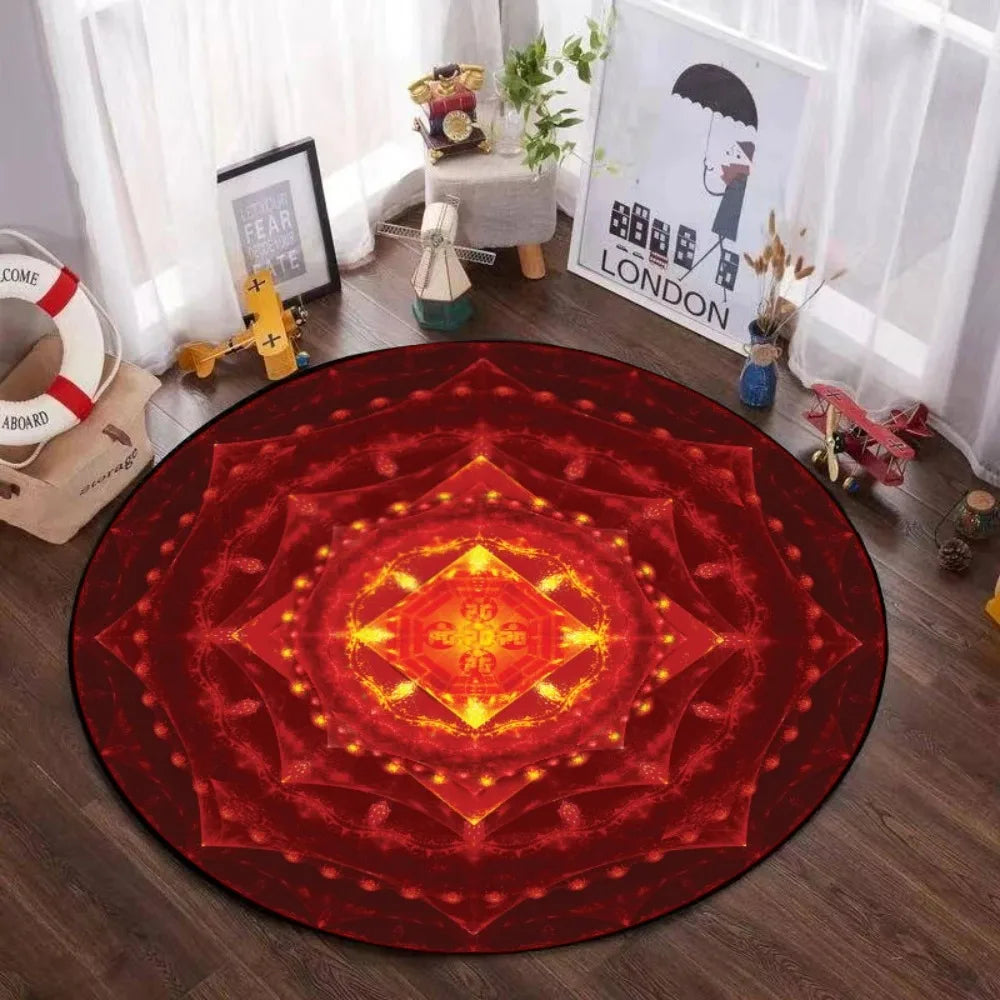 Navak Carpet Mystic Magic Circle Round Theme Interior Non-Slip Rug Bedroom Meditation Zone Ideal Decorative Rug