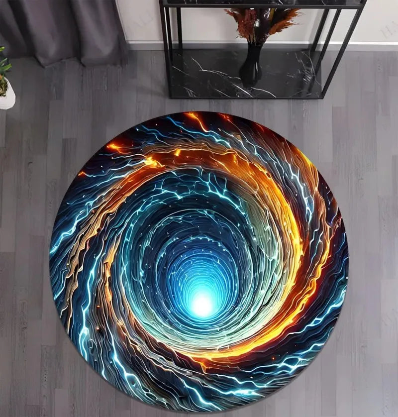 Navak Carpet 3D Vortex Print Round Rug Bedroom Carpet Living Room Nonslip Floor Mat Sofa Table Rugs for Home Girls Room Rug