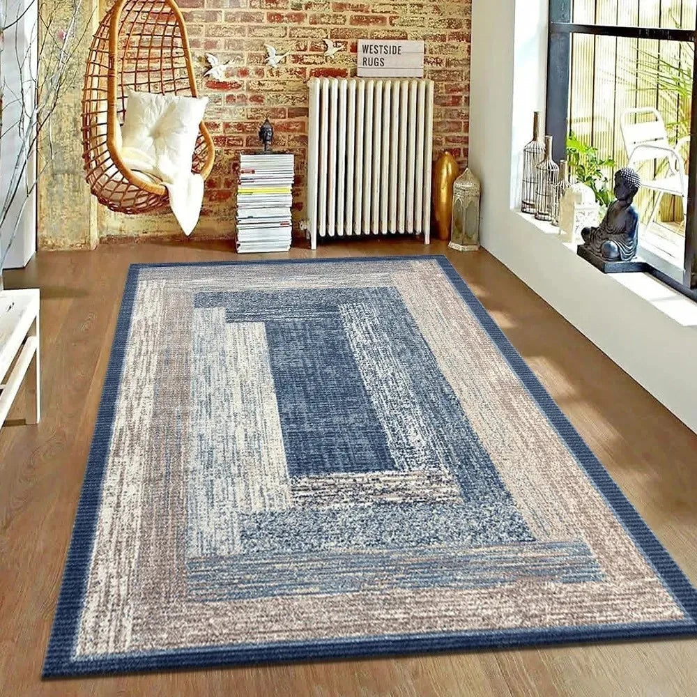 Navak Carpet Brown Geometric Living Room Carpet Nordic Minimalist Art Rug for Hotel Homestay Retro American Style Decor Non Slip Floor Mat