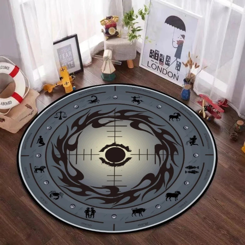 Navak Carpet Mystic Magic Circle Round Theme Interior Non-Slip Rug Bedroom Meditation Zone Ideal Decorative Rug