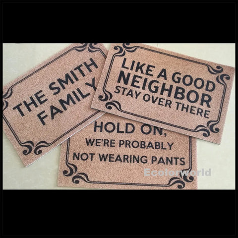 Navak Carpet Personalized PVC Doormat Custom Text Mat Outdoor Front Door Entrance Welcome Mats Rugs Floor Carpet Dust Proof Home Decor