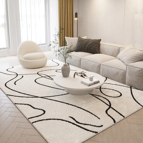 Navak Carpet Nordic Style Living Room Decoration Plush Carpet Abstract Art Design Rugs for Bedroom Simple Line Soft Rug Home Thick Floor Mat