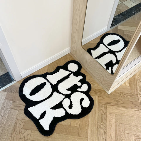 Navak Carpet It's OK Rug Handmade Fluffy Plush Tufted Living Room for Bedroom Dorm Suitable for Room Decor Housewarming Gift