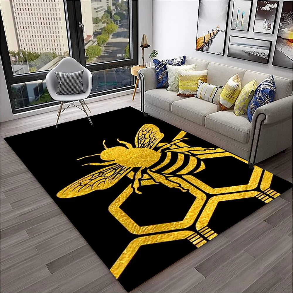 Navak Carpet Cute Bee HoneyBee Insect Cartoon 3D Carpet Rug for Home Living Room Bedroom Sofa Doormat Decor,kids Area Rug Non-slip Floor Mat