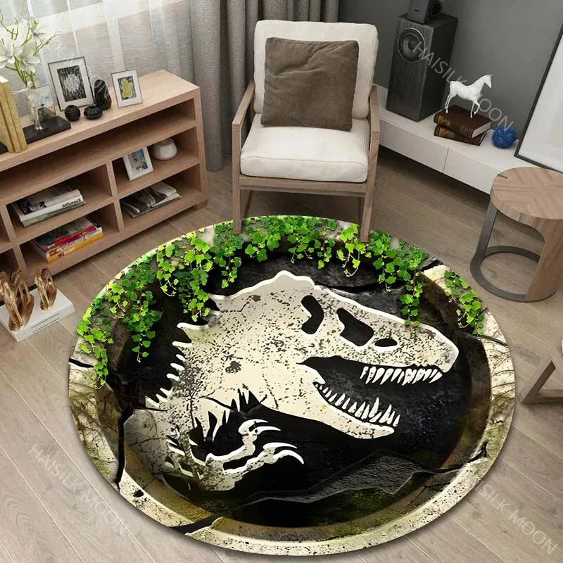 Navak Carpet 3D Dinosaur Print Round Rugs for Bedroom Area Floor Mats for Kids Room Bath Chair Mat Carpet Living Room Home Decor for Gifts