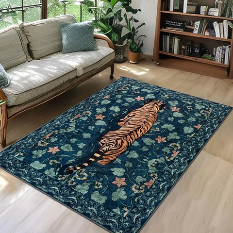 Navak Carpet Nordic Style Living Room Carpet Blue Tiger Print Bedroom Rugs Large Area Machine Washable Non-slip Coffee Table Mats Alfombra 러그