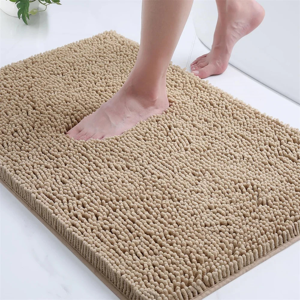 Navak Carpet Olanly Chenille Bathroom Rug Extra Soft Shaggy Bath Mat Non-Slip Bathroom Floor Mat Water Absorbent Plush Microfiber Rugs Shower