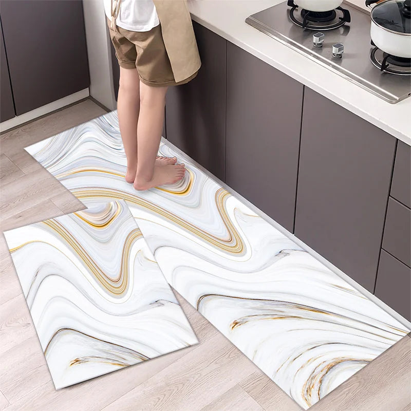 Navak Carpet Marble Pattern Kitchen Floor Mats Non-Slip Doormat for Home Decorative Entrance Rug Modern Simple Style Washable Alfombra Rugs