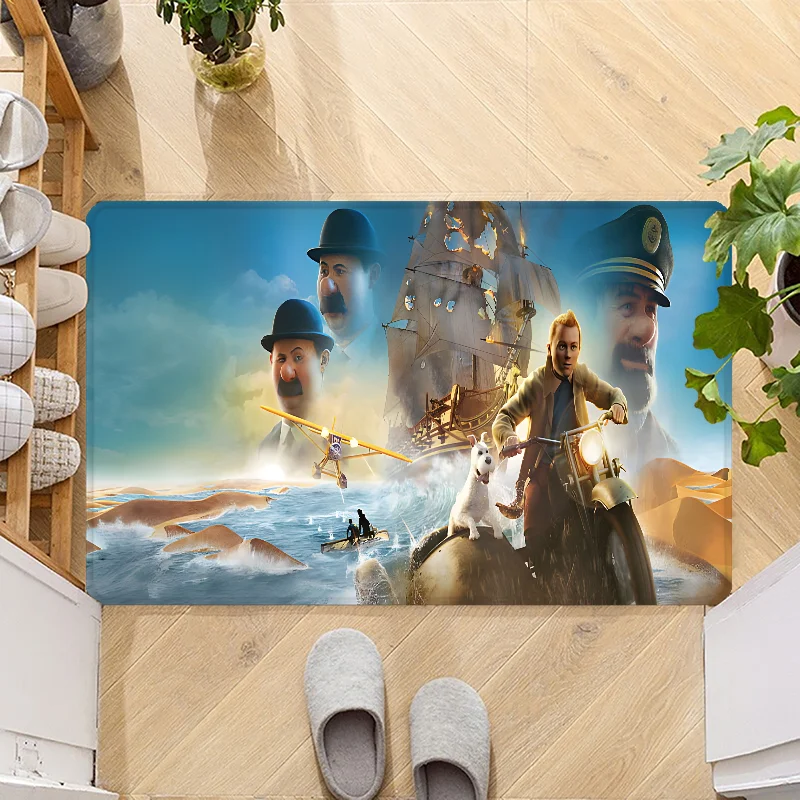 Navak Carpet The Adventures of Tintins Door Mat Entrance Non-slip Doormat Washable Kitchen Carpet Hallway Rugs Bathroom Bath Door Mats