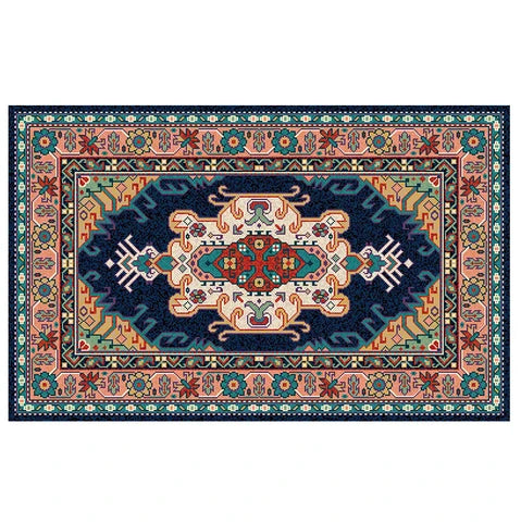 Navak Carpet Retro Ethnic Style Carpets for Living Room Persia Bedroom Decor Rug Non-slip Washable Porch Floor Mat Dining Room Lounge Carpet