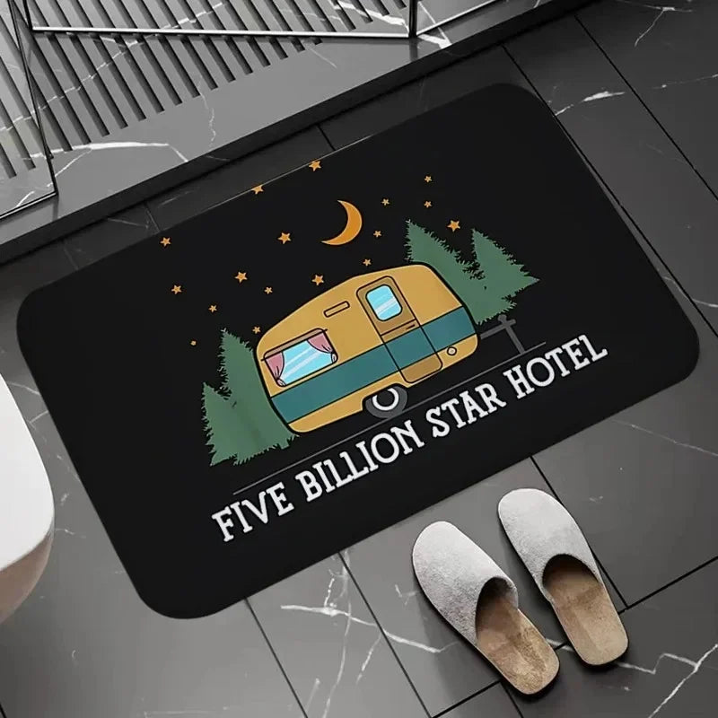 Navak Carpet Happy Campers Rug Non-slip Floor Mat Machine Washable Entrance Carpet for Hallway Bedroom Kitchen and Home Accessories Decor