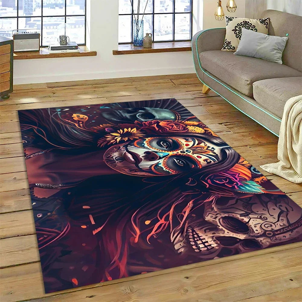 Navak Carpet Horror Skull Girl Dead Gothic Undead Female Carpet Rug for Home Living Room Bedroom Sofa Doormat Decor,Kid Area Rug Non-slip Mat