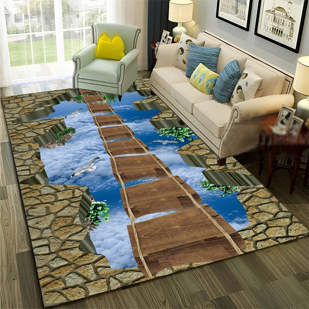 Navak Carpet 3D Illusion Vision Hallucination HD Carpet Rug for Home Living Room Bedroom Sofa Doormat Decor,Child Area Rug Non-slip Floor Mat