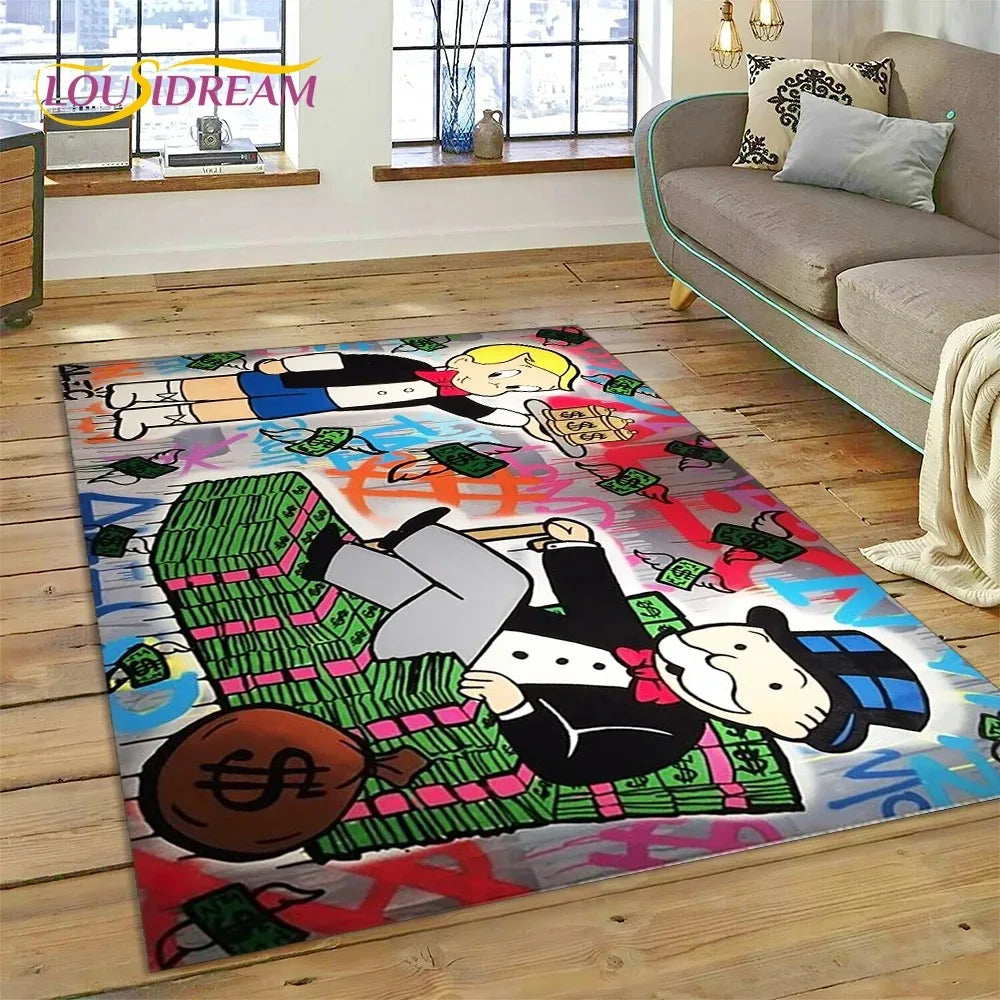 Navak Carpet Game Dollar Monopoly Cartoon Carpet Cute Money Rug For Living Room Bedroom Home Bathroom Floor Mat Non-slip Decoration Sofa