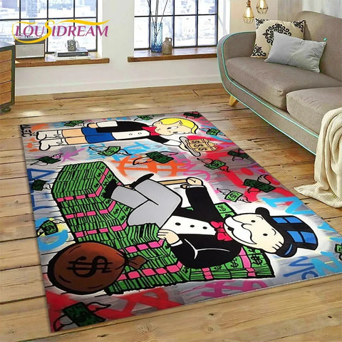 Navak Carpet Game Dollar Monopoly Cartoon Carpet Cute Money Rug For Living Room Bedroom Home Bathroom Floor Mat Non-slip Decoration Sofa