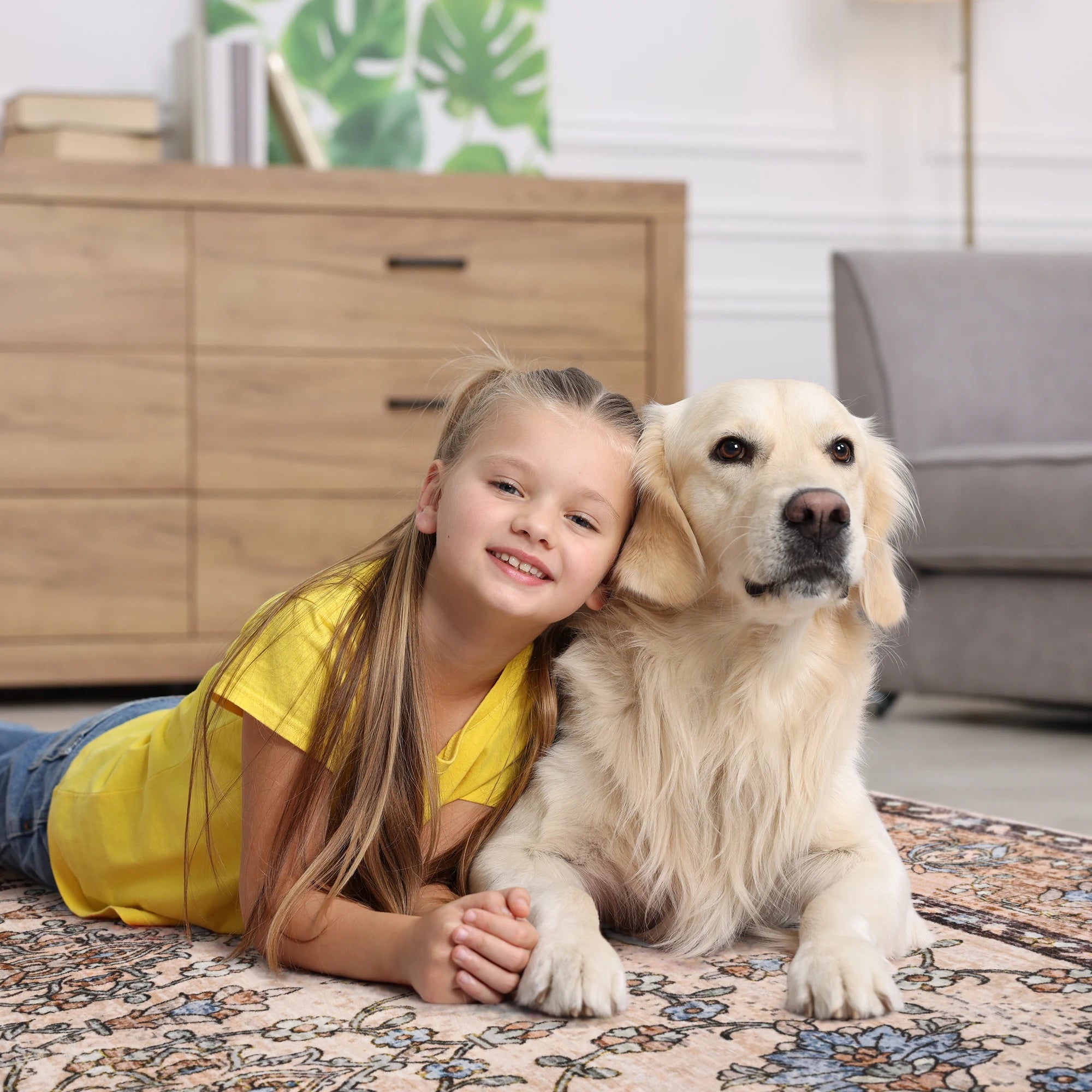 Navak Carpet Area Rugs for Living Room, Machine Washable Vintage Rug, Non-Slip Low Pile Throw Rugs with Rubber Backing Washable Carpet