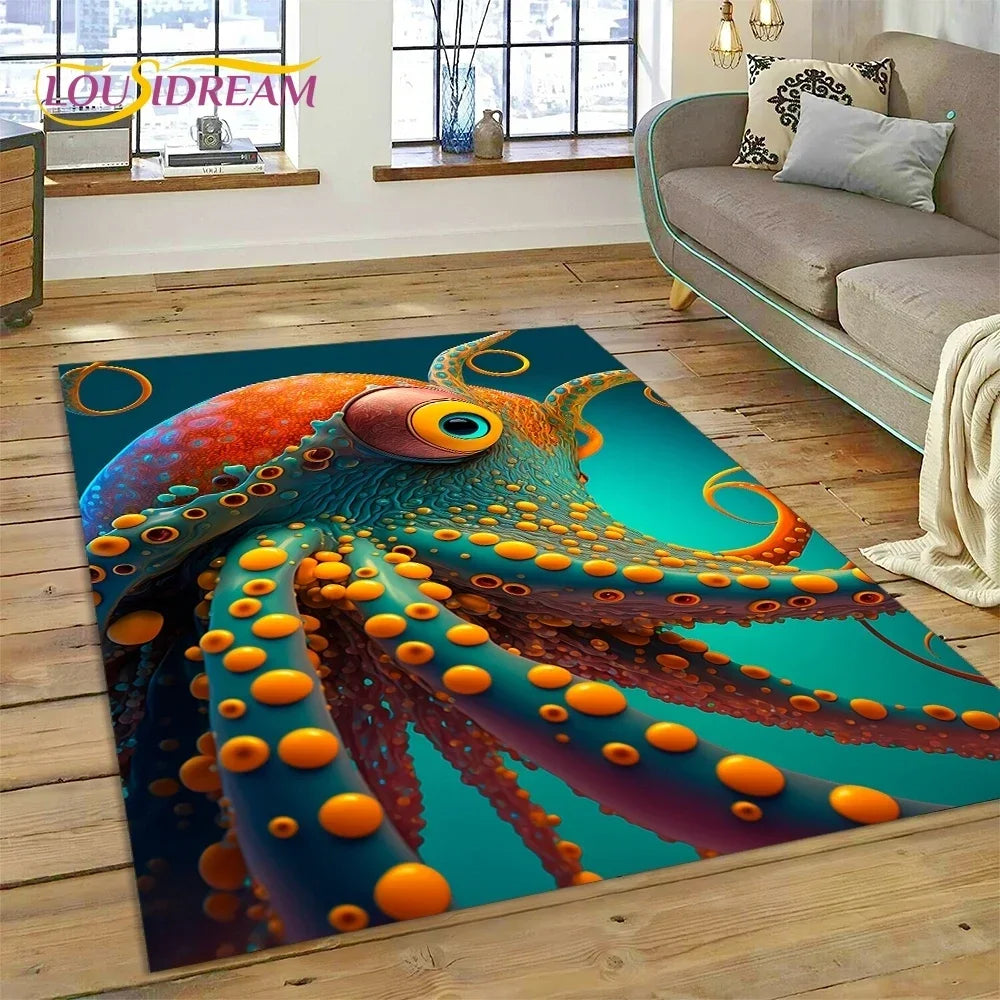 Navak Carpet  3D Underwater World Seabed Dolphin Cartoon Carpet Rug for Bedroom Living Room Home Sofa Decoration,Child Large Decor Floor Mat