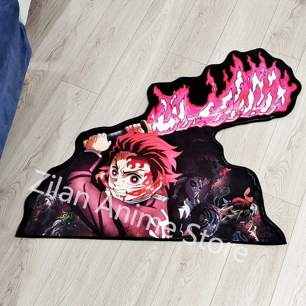 Navak Carpet Area Rug Anime Demon Slayer Nezuko Kokushibou Tanjirou Kanroji Kochou Gokudera Makoto Creative Printed Carpet for Home Decor