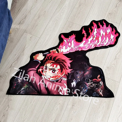 Navak Carpet Area Rug Anime Demon Slayer Nezuko Kokushibou Tanjirou Kanroji Kochou Gokudera Makoto Creative Printed Carpet for Home Decor