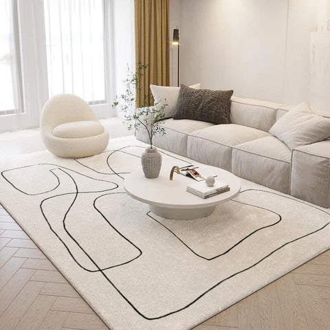Navak Carpet Nordic Style Living Room Decoration Plush Carpet Abstract Art Design Rugs for Bedroom Simple Line Soft Rug Home Thick Floor Mat