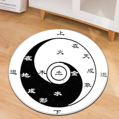 Navak Carpet Yin Yang Tai Chi Round Carpet Flower of Life Gym Carpets Circle Rug Indian Buddha Yoga Meditation Mats Non-slip Chair Mat Decor