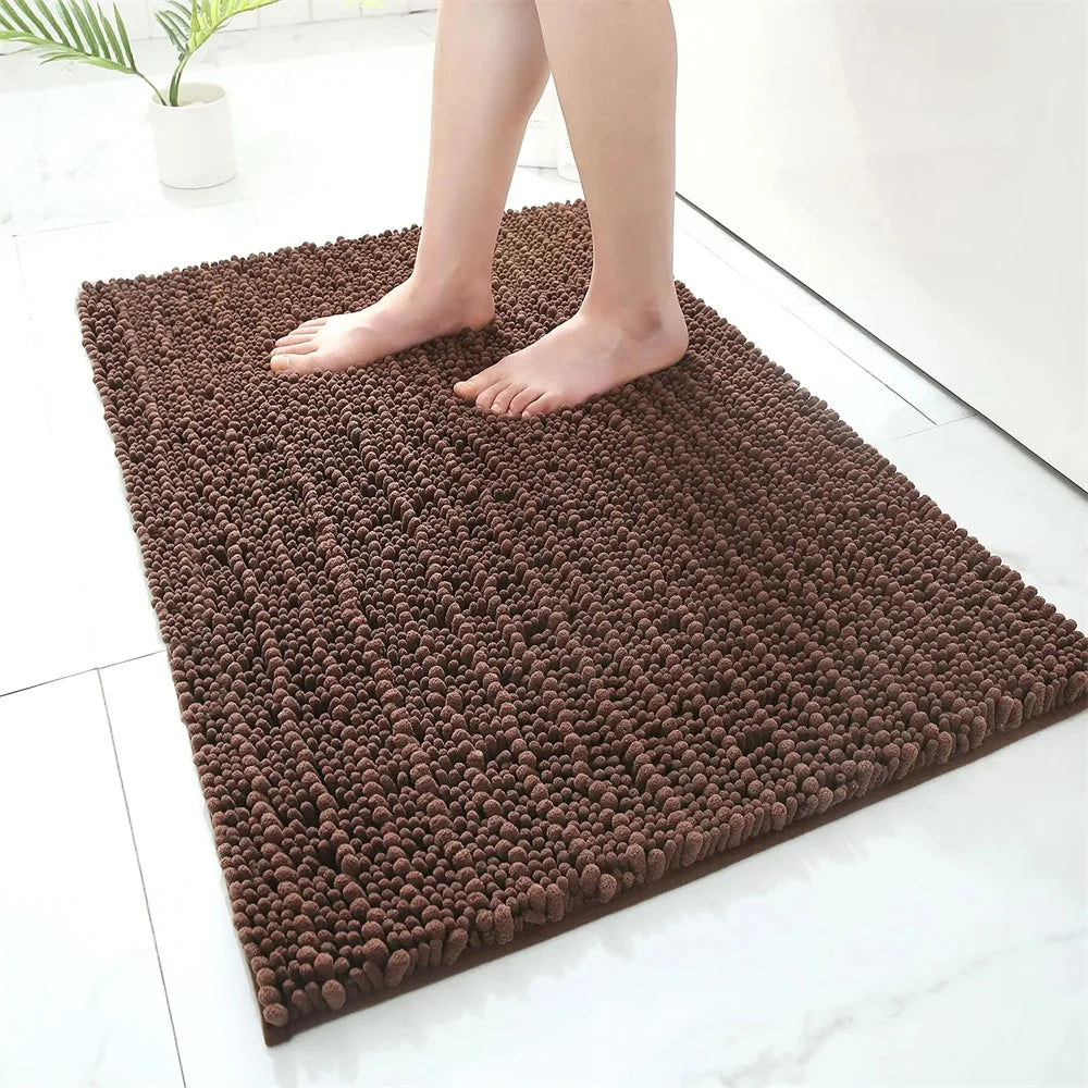 Navak Carpet Olanly Chenille Bathroom Rug Extra Soft Shaggy Bath Mat Non-Slip Bathroom Floor Mat Water Absorbent Plush Microfiber Rugs Shower