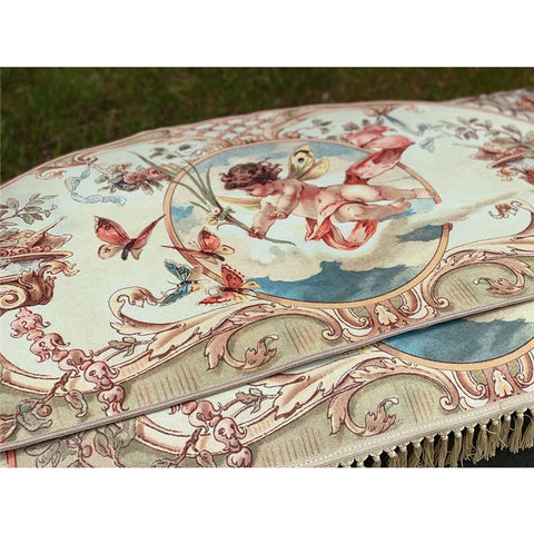 Navak Carpet Retro Livingroom Rugs Home Decoration for Bedrooom Carpet Small Doormat European Angel Printed Cotton Porch Hand Tassel Carpet