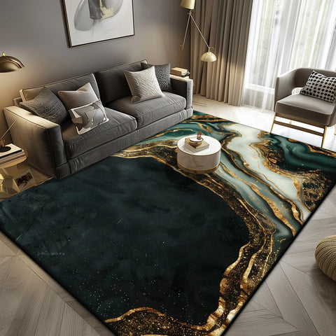 Navak Carpet Luxury Marble Large Area Rug Black Gold Abstract Carpet for Living Room Sofa Lounge Coffee Table Non-Slip Soft Floor Mat