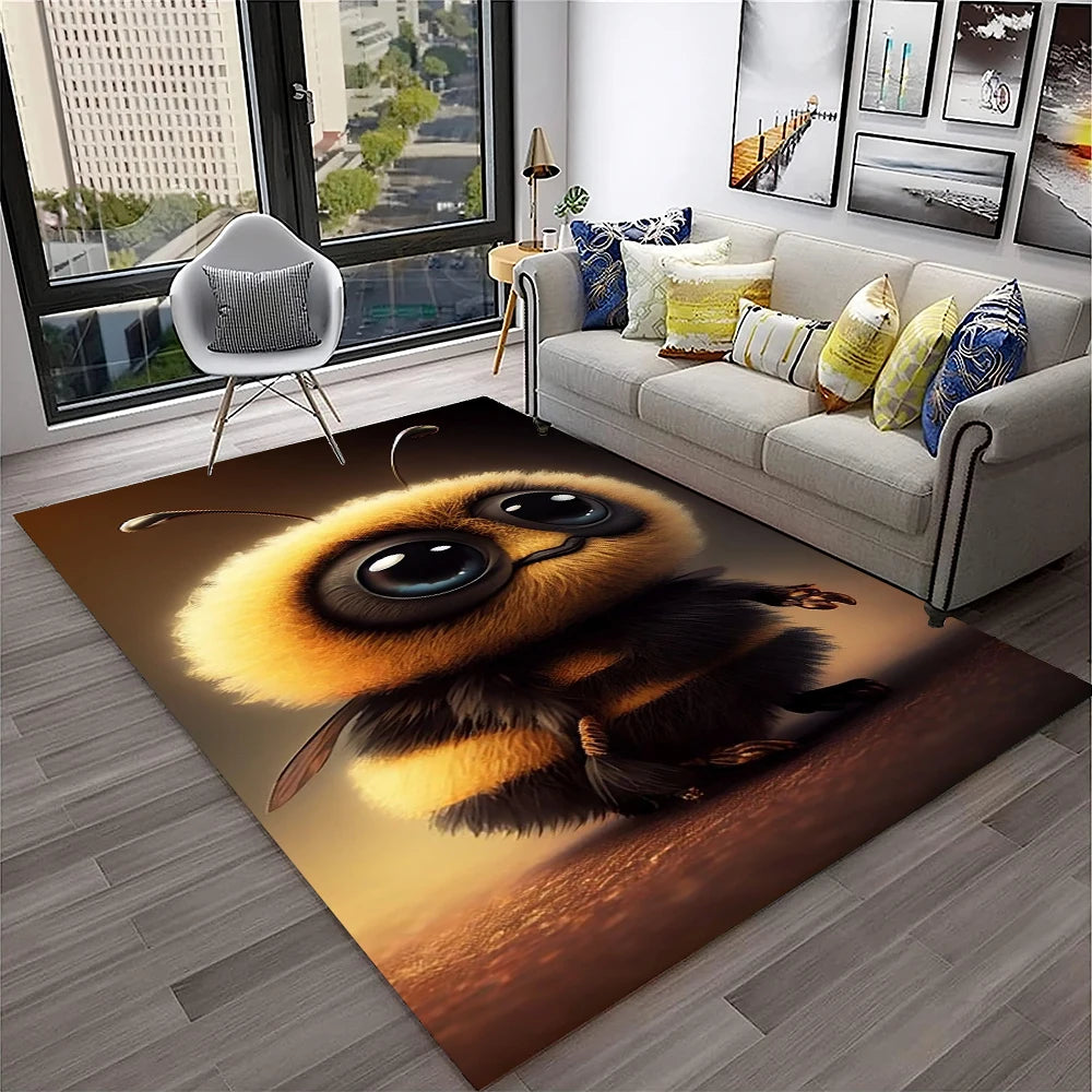 Navak Carpet Cute Bee HoneyBee Insect Cartoon 3D Carpet Rug for Home Living Room Bedroom Sofa Doormat Decor,kids Area Rug Non-slip Floor Mat