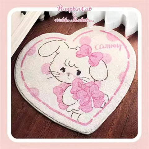 Navak Carpet Cartoon Cute Bear Carpet Animal Heart Shape Carpet Non Slip Machine Washable Bedside Plush Rug Home Decor Room Girl Children Mat
