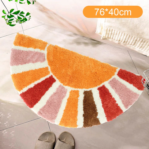 Navak Carpet Floor Door Mat Non-slip Sun Flower Half Circle Door Rug Mat Decorative Funny Half Circle Mat Plush Bathroom Rug Home Decorative