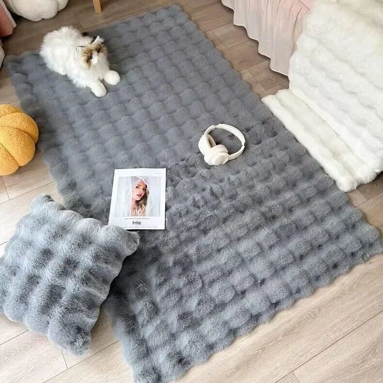 Navak Carpet 1Pc Bubble Plush Carpet For Home Decor Imitation Rabbit Hair Balcony Cushion Kids Living Room Faux Fur Rug Girl Bedroom Foot Mat