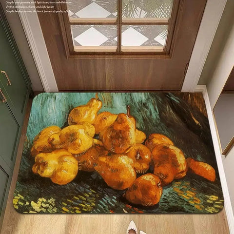 Navak Carpet Van Gogh Art Door Mat Wrinkle-Resistant Doormat Hallway Indoor Entrance Floor Decorative Washable Carpet Non-slip Easy Clean Rug