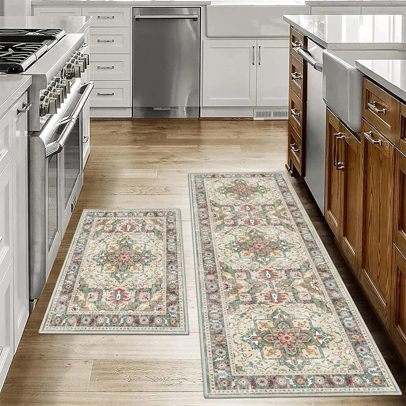 Navak Carpet Exclusive Picks1/2PCS Bohemian Kitchen Floor Mats Anti-slip Washable Bathroom Bathroom Door Mats Hallway Aisle Floor Mats Home Decoration