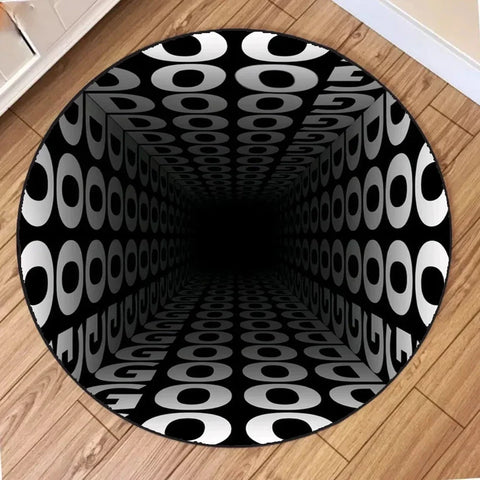 Navak Carpet Round Carpet Mat New 3D Visual Illusion Spiral Rug Floor Mats for Bedroom Living Room Decoration Creative Rugs The Black Trap